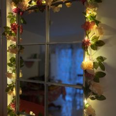 Mirror with flowers & fairy lights
