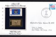 1988 USA Michigan "Wolverine State" 22kt Gold Replica of the 1976 United States Flag Stamps showing 25c US flag definitive tied Lansing, Michigan (state capital) illustrated cover