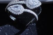 925 Sterling silver triple pear halo wrap CZ ring