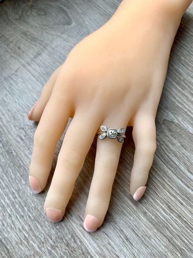 Antique Diamond Cluster Solitaire Ring - Platinum
