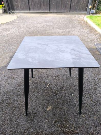 Dining Table with Gray Marble Effect