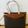 Authentic Michael Kors Large Leather Tote Bag Brown MK Signature Image 3