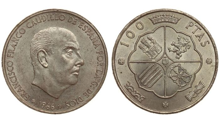 MS/UNCSpain Silver 100 Pesetas 1966 (67)