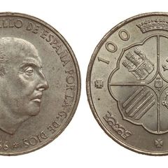 MS/UNCSpain Silver 100 Pesetas 1966 (67)