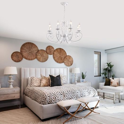 8-Light Vintage Black French Country Chandelier: