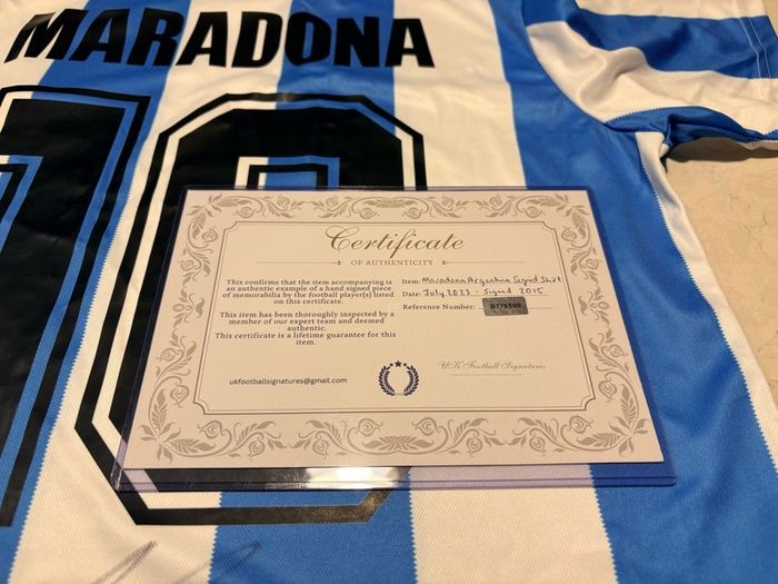 Diego Maradona Hand Signed Shirt Signed in 2015 Argentina + COA