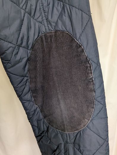 French Connection Mens Navy Quilted Jacket Size M Corduroy Elbow Patches FCUK