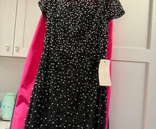 Adrianna Papell Black sequin & pearl midi dress