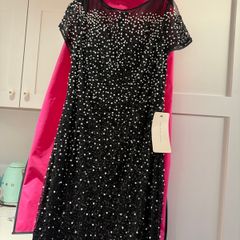 Adrianna Papell Black sequin & pearl midi dress