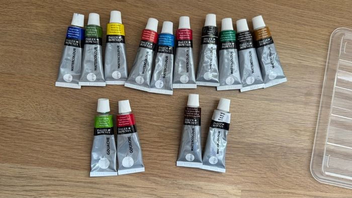 Daler-Rowney watercolours (x12) and gouache (x2)