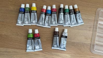 Daler-Rowney watercolours (x12) and gouache (x2)