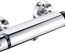 Thermostatic Shower Mixer Bar Wall Mounted Shower Mixer Tap Chrome Brass Shower Thermostatic Mixer Valve, 38Deg C Anti Scald Shower Bar Mixer Valve Intelligent Constant Temperature Exposed for Bathroom