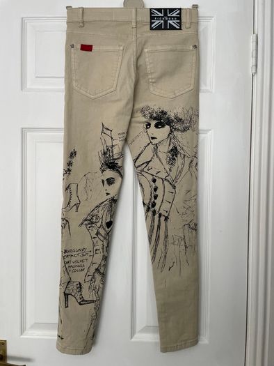 John Richmond Sketch Print Designer Jeans - RRP E265 - Size 26