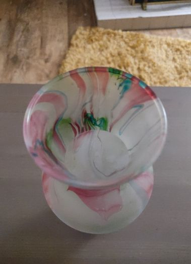 Glass Colorful Drip Vase 24 inches tall and companion piece 8 inches tall