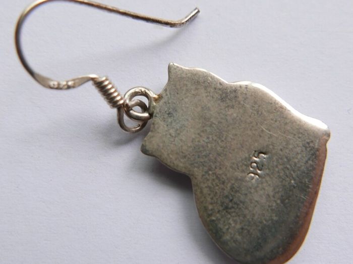 Vintage Sterling Silver Cat Earrings - 925 Hallmarked