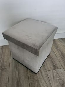 Velvet storage cube Ottoman grey