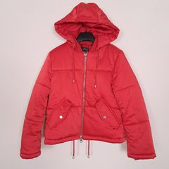 Topshop Bright Red Puffer Jacket Hooded 8UK/36EU