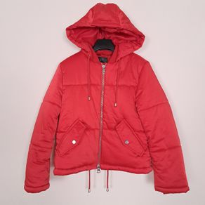 Topshop Bright Red Puffer Jacket Hooded 8UK/36EU