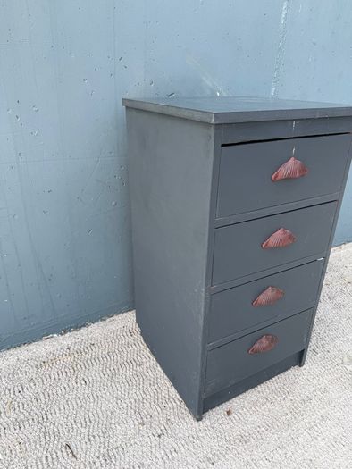 Vintage 4-Drawer Bedside Chest - Farrow & Ball Railings