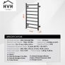 8 Bars Towel Warmer Rack Wall Mounted Heated Towel Rack for Bathroom Black Image 7