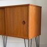 Vintage Mid Century Teak Sliding Door Storage/Vinyl Cabinet Image 5