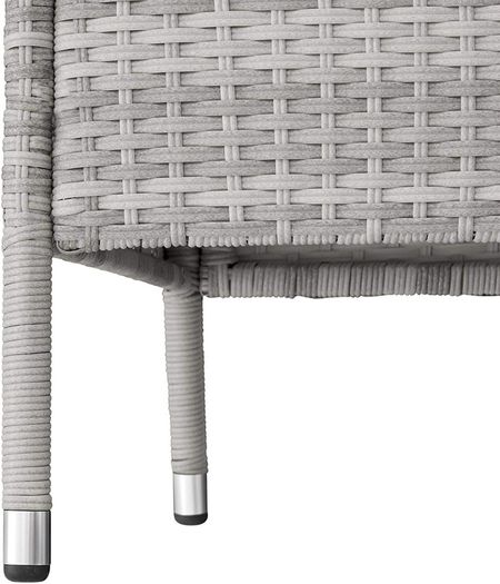 Polyrattan Garden Bench with Table, 2-Seater, for Garden, Balcony and Patio, Plastic Feet, Garden Bench with Seat Cushion, Grey