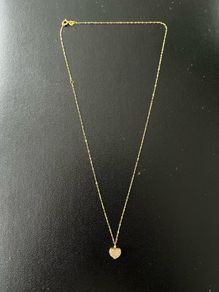 18k Solid Gold 0.7g & 0.50ct Natural Diamond Heart Pendant Necklace - ultra-lightweight