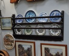 Antique Hand-carved Wooden Plate Rack