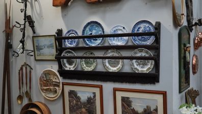 Antique Hand-carved Wooden Plate Rack