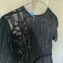 Black lace mini pleated skater dress Image 3