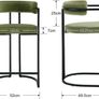 Velvet Kitchen Stools Set of 2 Bar Stools Breakfast Modern Counter Stools for Dining Room Height Bistro Stool with Backrest (Green) Image 2