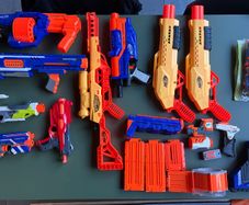 Set of Nerf Guns, Ammo and Attachments