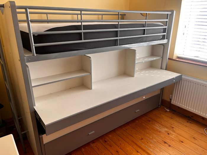 Bunk bed with pull-out desk