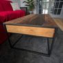 Large Acacia Wood Coffee Table with Pass Through Drawers Image 2