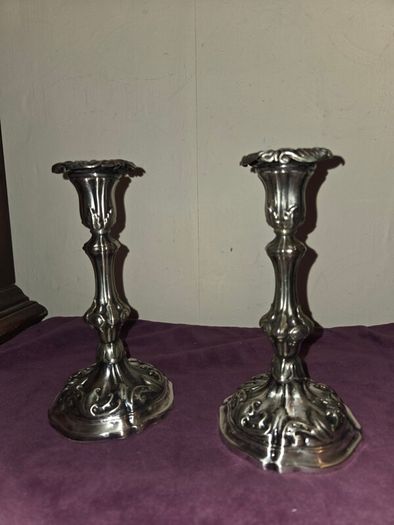 Pair of Silver Art Nouveau Candlestick Holders