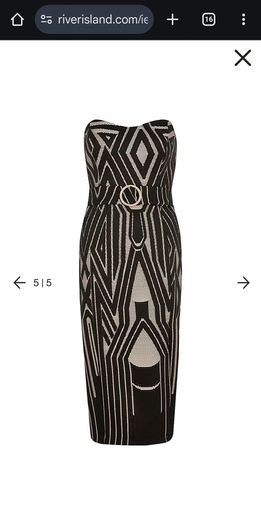 River Island Black print belted bodycon dress