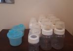 Baby bottles, teats and formula carriers