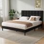 Double Bed Frame, Easy Assembly, Sturdy Wooden Slat Support, Upholstered Platform with Headboard, No Box Spring Needed, Black Double Bed 135x190 Image 4