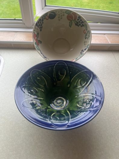 Vintage 2 Large Pottery Bowls as New