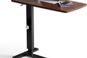 Overbed Bedside Table with Wheels 67-91cm Adjustable Height Laptop Side Table for Bed &amp; Sofa,Hospital Bed End Table Large Standing Desk for Home Office Bedroom Living Room, White+Maple
