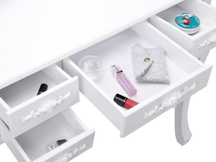 Dressing Table with 3 Mirror Stool Makeup with stool, 7 drawers