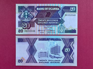 Uganda  20 Shillings  1988. Pick. 29b  ( Uncirculated )