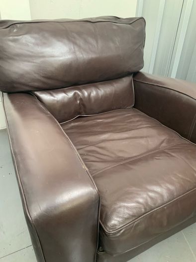 Brown leather armchair