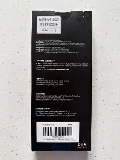 New TOCOL Screen Protector 2-Pack for iPhone 16 Pro / 17 Pro 6.3"