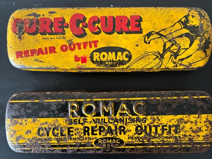2 x Vintage Romac Cycle Repair Tins