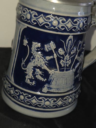 Vintage West German Lidded Beer Stein Kopfenumab Gotterhalt's with Handle