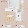 Led Dressing Table with Stool and Mirror, Dressing Table with Drawers, Cosmetic Table, 10x Magnifying Mirror, LED Lights, Jewellery Tray, Charging Station, 40 x 110 x 135 cm Image 5
