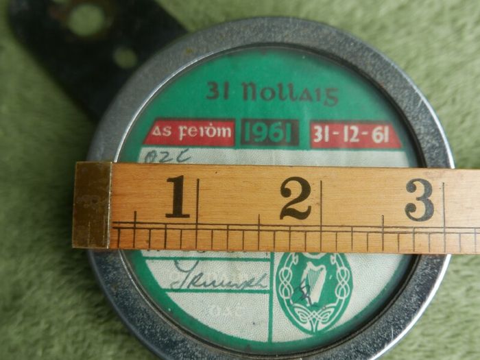 Vintage Irish Cyclemaster Motorcycle December 1961tax Disc & Holder
