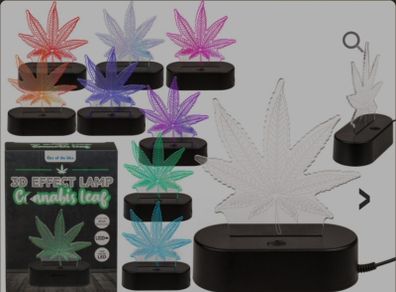 NEW 3D Effect Lamp Cannabis Leaf