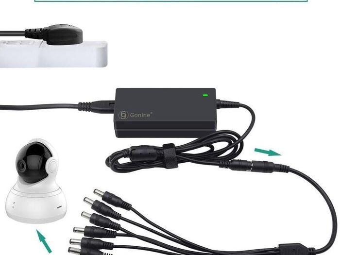 12V 5A 60W Security Camera Power Adapter 100V-240V AC to DC with 8-Way Power Splitter Cable Power Supply for CCTV Security Camera DVR, LED Strip Lights